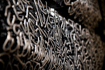 sculpture composed of nails in the art museum