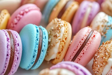 Colorful macarons arranged beautifully on a plate showcasing a variety of flavors and textures ideal for dessert lovers during a festive gathering