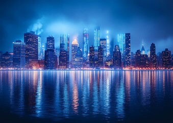 Fototapeta premium Futuristic city skyline at night