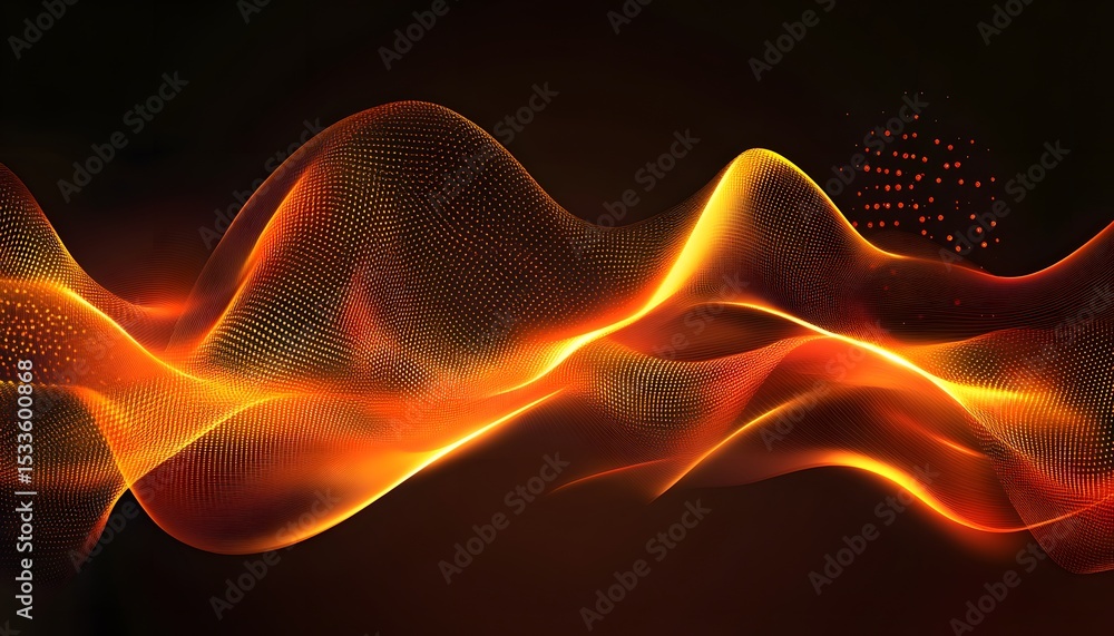 Poster abstract design with warm orange wavy lines.