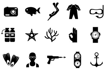 Swim lines icon set. Swim genres and attributes. Linear design. Lines with editable stroke. Isolated vector icons.