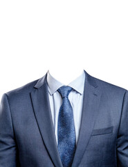 Blue Suit with Shirt and Tie Isolated on Transparent Background