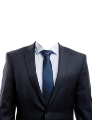 Elegant Business Suit with Blue Tie on Transparent Background