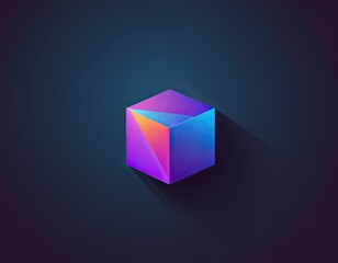 Fototapeta premium Abstract iridescent cube on dark background