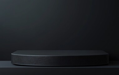 Dark, minimalist, circular platform against a dark backdrop