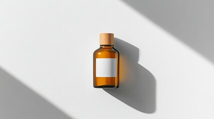 Minimal coconut oil packaging in a clean glass bottle centered on bright white backdrop