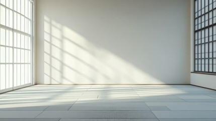 Fototapeta premium Minimal interior with tatami mat floor, empty and clean Japanese-inspired room design, high-resolution D rendering