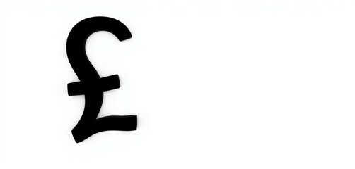 Clean black pound sterling symbol (&pound;) on white background,  vector,  financial market