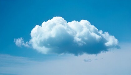 Single Pastel Blue Cloud Hovering in Soft Light Blue Sky