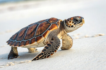 Obraz premium Turtle walking on clean surface showing unique shell patterns and features