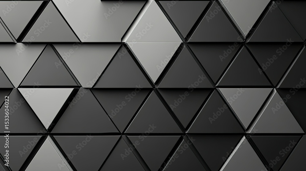 Poster minimalist monochrome photo of a repetitive triangular pattern on a building facade, creating a bold