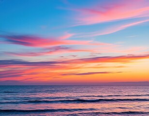 Fototapeta premium sunset at sea. beautiful pink sky on the horizon.