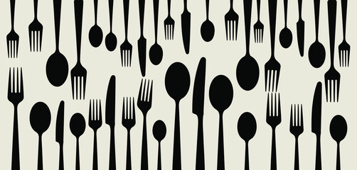 Black and white cutlery pattern background