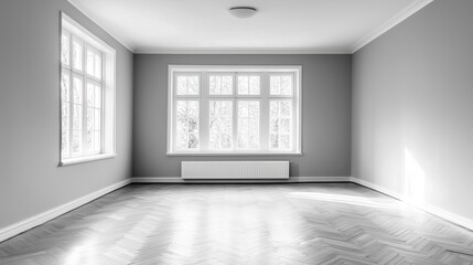 Fototapeta premium Empty Modern Room with Natural Light and Minimalist Design