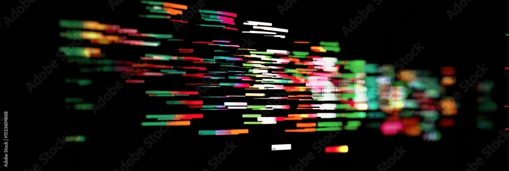 Poster Suspended File Transfer Animation Showing Glitch Motion With Clear Left Side and Vibrant Colors