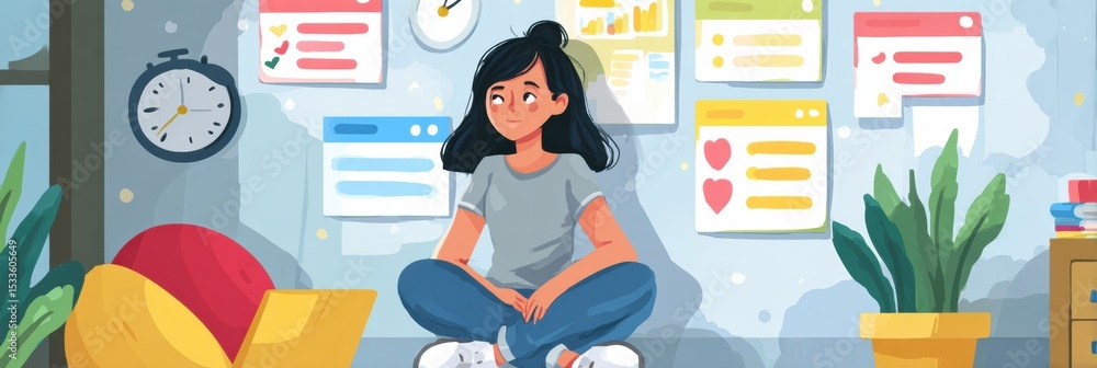 Poster effective time management strategies for teens illustrated in a colorful infographic with digital-st