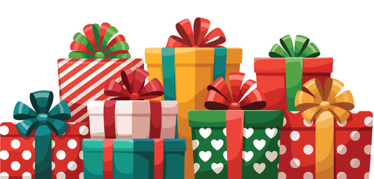 Colorful stack of wrapped christmas presents