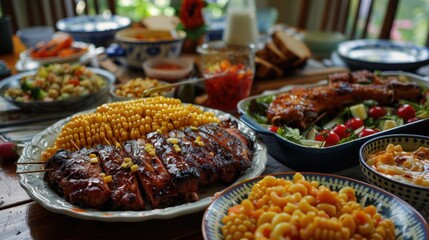Festive BBQ feast with sides