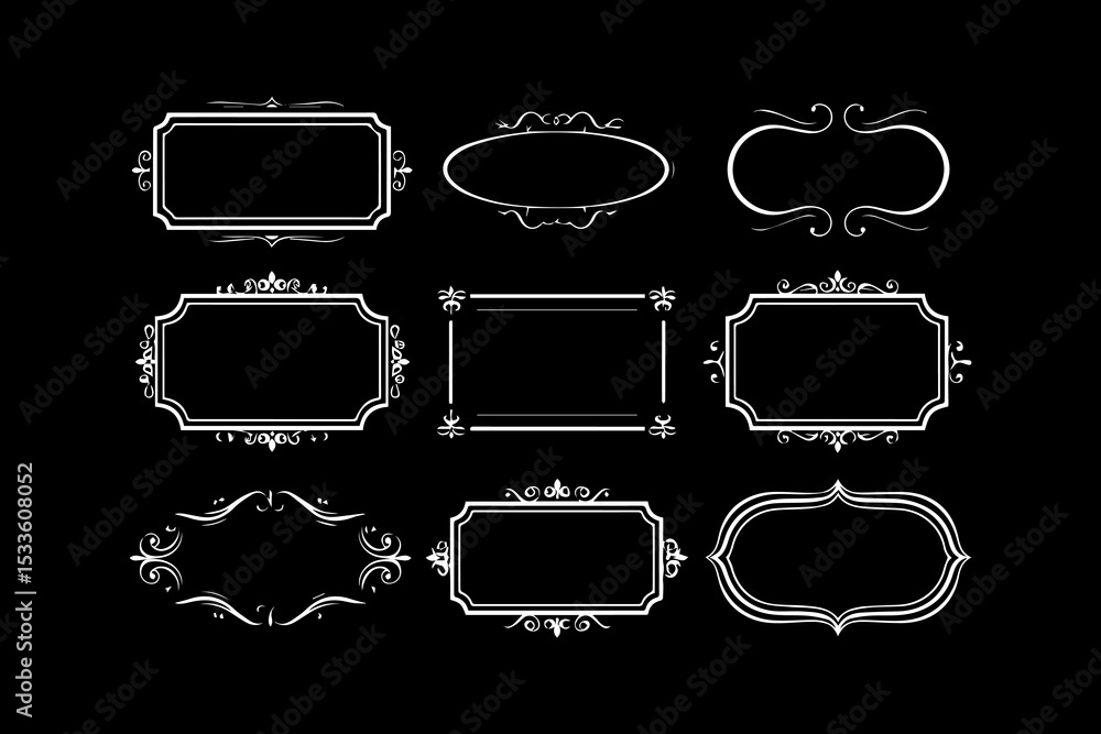 Poster elegant collection of decorative frames showcasing intricate designs and styles
