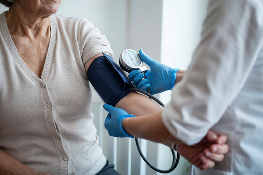 nurse measuring blood pressure