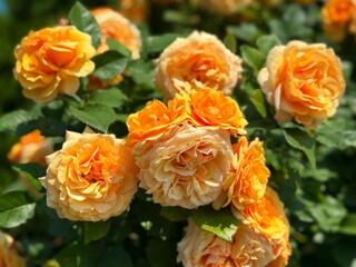 Vibrant orange roses flowers blooms