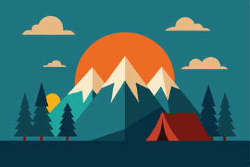 vector illustration of a mountain landscape with trees