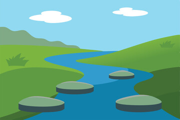 Fototapeta premium landscape with river and lake