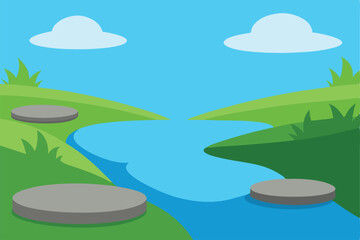 Fototapeta premium landscape with river and grass
