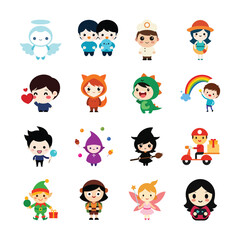 Charming Cartoon Characters A Vibrant Collection of Playful Costumes and Whimsical Designs Depicting Fantasy and Everyday Life