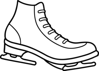 Gordijnen Ice skating shoe line art, A black and white flgure skates line art vector illustration © Jabed