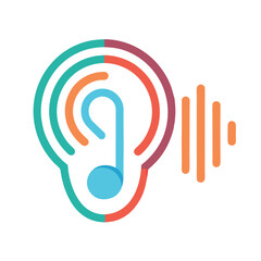 listening ears icon vector, colorful listening icon