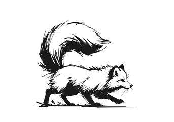 Arctic Fox hand drawn vector illustration