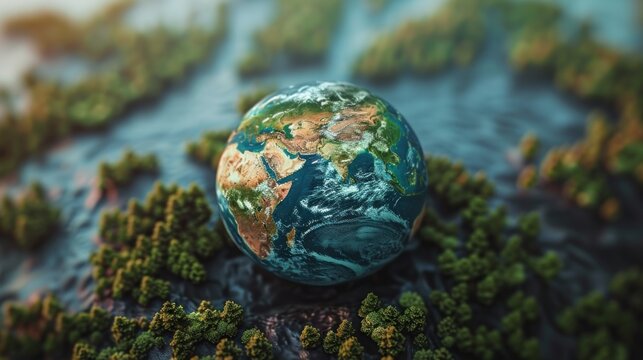 Earth nestled in lush greenery