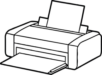 printer outline vector illustration, line art. printer line art silhouette vector illustration
