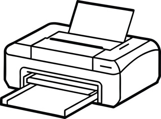 printer outline vector illustration, line art. printer line art silhouette vector illustration