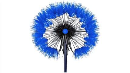 Abstract Blue and Black Pixel Dandelion on White Background