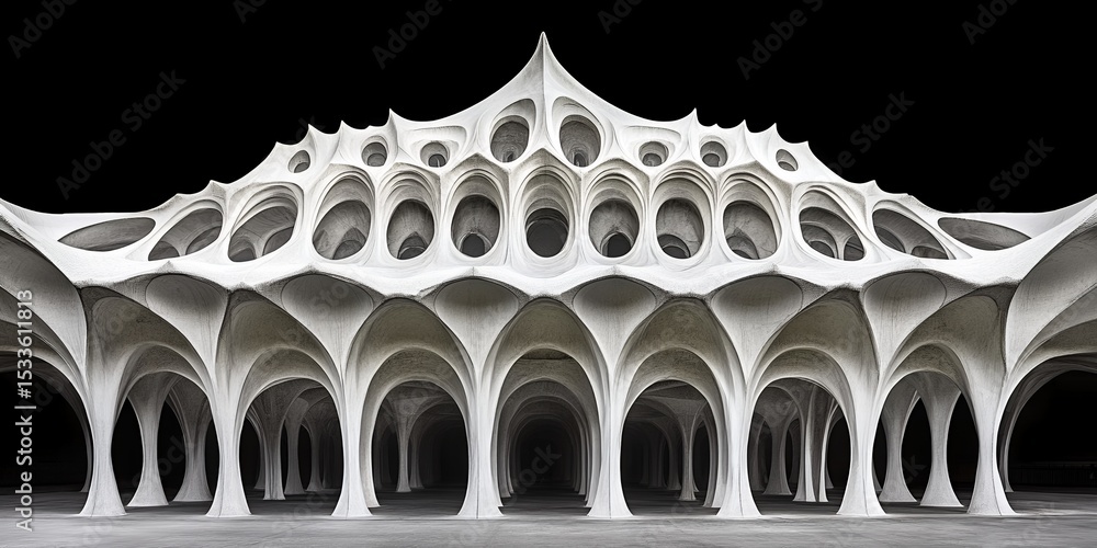 Poster abstract modern architecture building design unique concrete structure