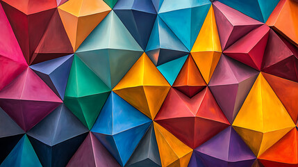 Vibrant Geometric Triangles in Multicolor Pattern