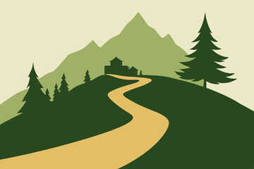 Serene Mountain Vista Winding Road to a Peaceful Hilltop Haven