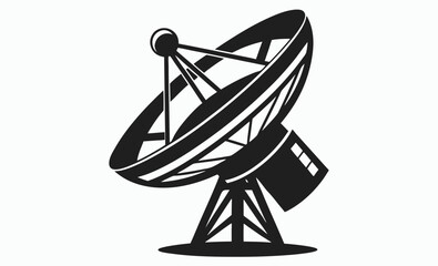 Satellite dish icon, antenna silhouette vector, communication equipment graphic, signal receiver symbol