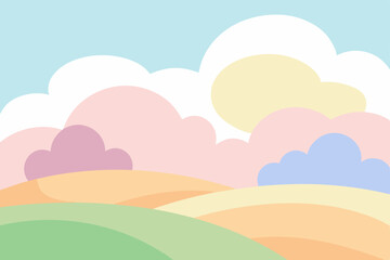 Obraz premium Pastel Sky and Rolling Hills A Dreamy Landscape Illustration
