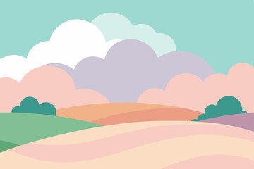 Obraz premium Pastel Hills and Clouds A Serene Landscape Illustration
