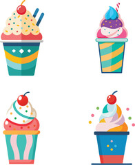 set of cupcakes with ice cream