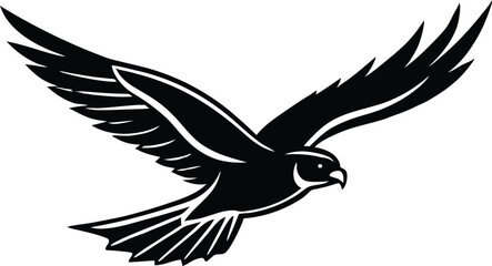 Osprey bird fly silhouette, A Powerful Hawk Osprey Silhouette vector illustration