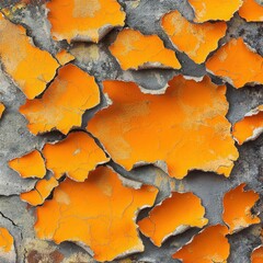 Obraz premium Orange paint peeling from a weathered concrete surface