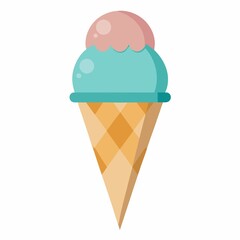 Double scoop ice cream cone isolated on white background