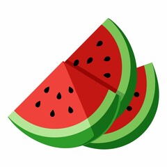 Two watermelon slices isolated on white background