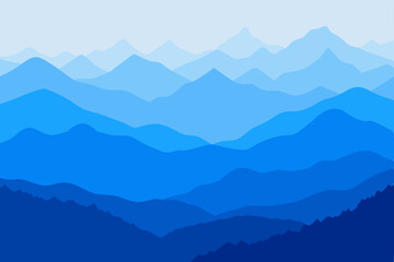 Serene Blue Mountain Ranges A Stunning Illustration of Nature's Majesty
