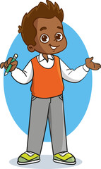 cute student boy vector illustration