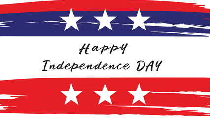 Happy independence day design with stars and red and blue brush strokes for celebration card art